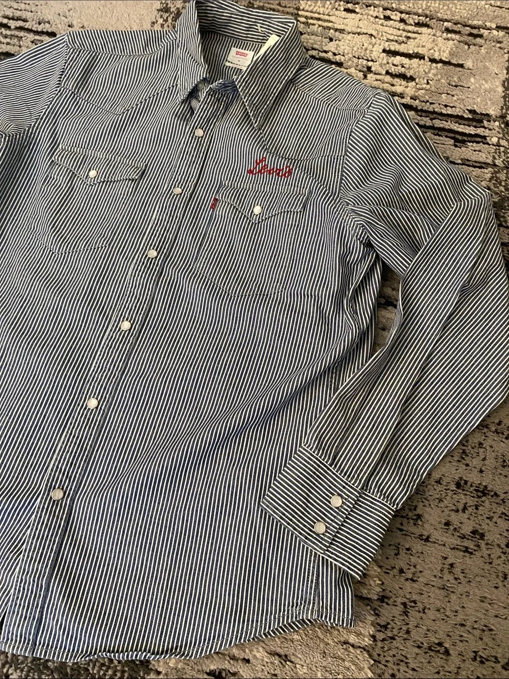 New Men’s Levi’s The Western Railroad Pearl Snap Shirt Medium